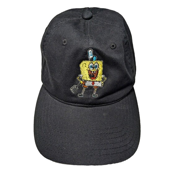 Nickelodeon Men's Slideback Hat Black Spongebob Squarepants Embroidered Logo - Picture 1 of 3